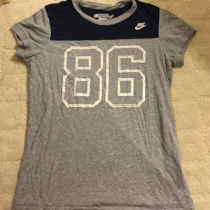 Nike Gray and Navy 86 tee. Size small