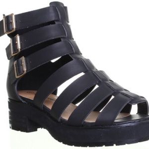 Black cut out gladiator boots