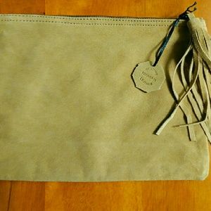 Fringed Genuine Suede Clutch