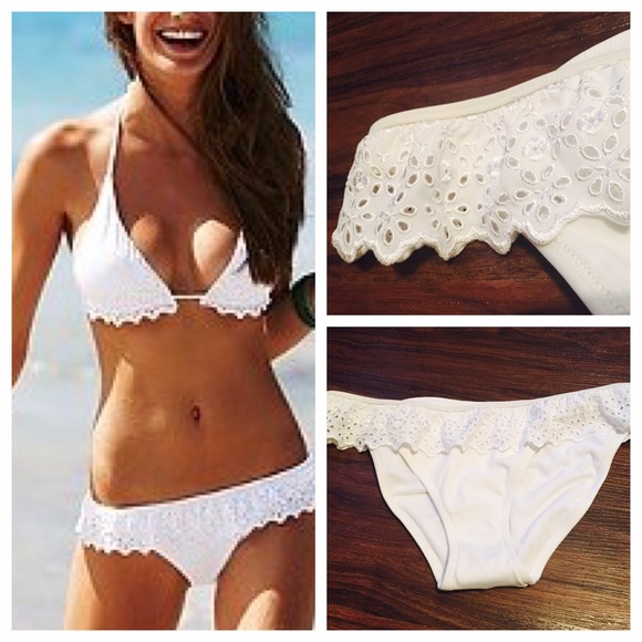 Victoria's Secret Other - VS White Ruffle Eyelet Swim Bottoms