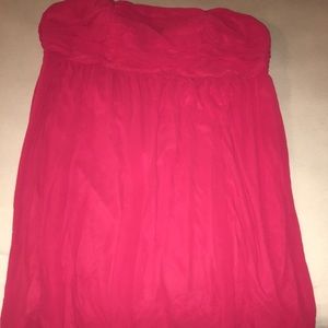 Red strapless dress