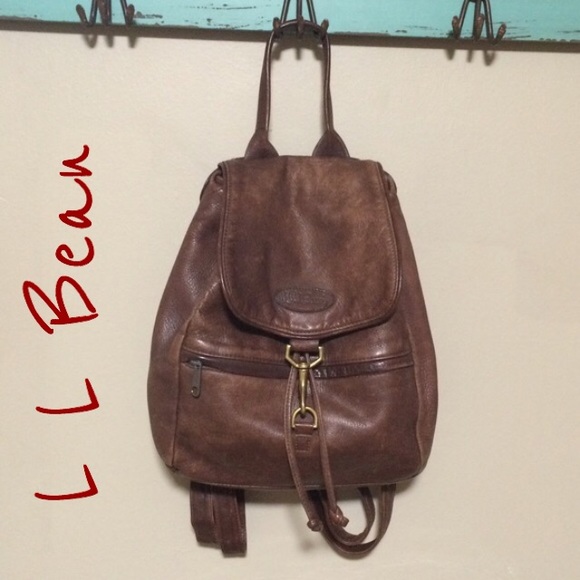 L L Bean Handbags - L L Bean brown leather bag backpack purse
