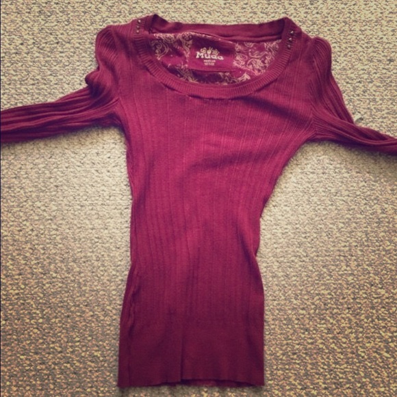 Long Sleeve Burdgundy Mudd Shirt