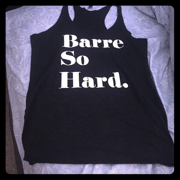 "Barre So Hard" Charcoal Racerback Tank Top. Large