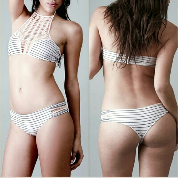 Acacia cape cod panama crochet bikini top stripe S - Picture 2 of 4