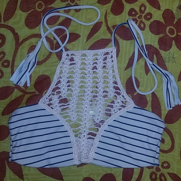 Acacia cape cod panama crochet bikini top stripe S - Picture 3 of 4
