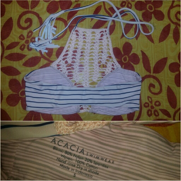 Acacia cape cod panama crochet bikini top stripe S - Picture 4 of 4