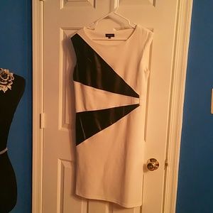 Off white dress with faux leather design
