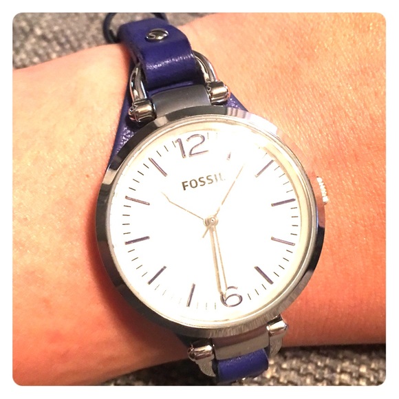 Women's blue leather Fossil watch