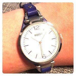 Women's blue leather Fossil watch