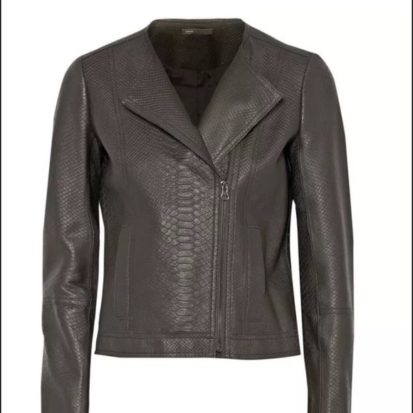 BRAND NEW Vince leather jacket, Python-style print
