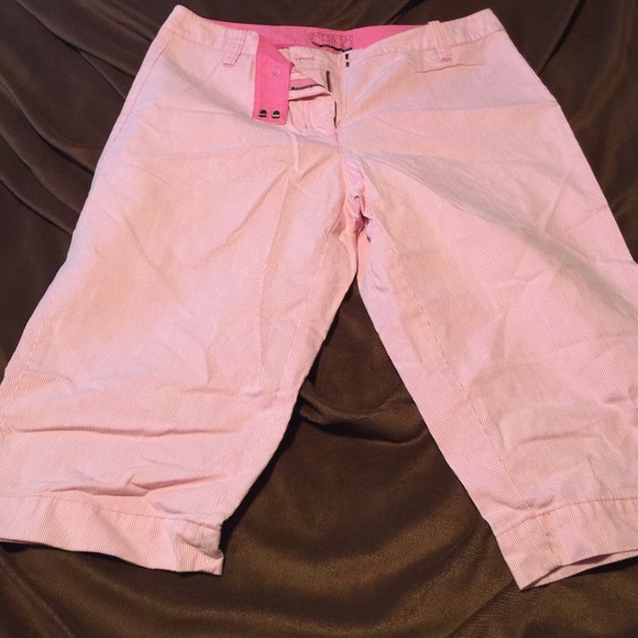 Pink and white capris