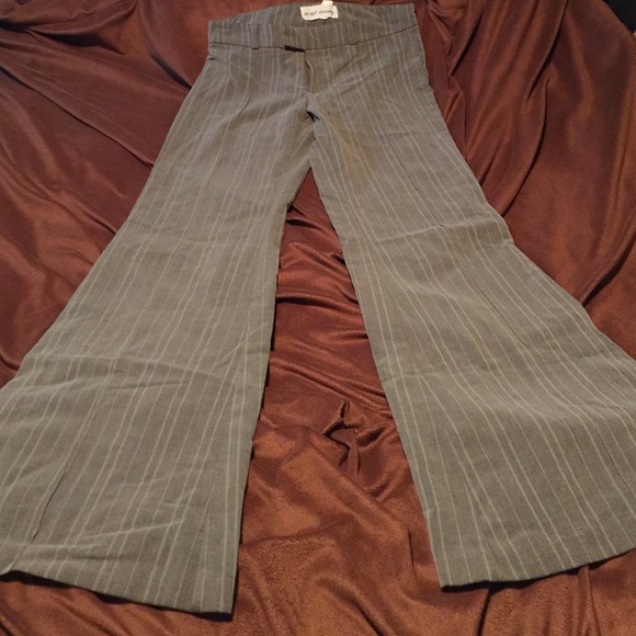 Gray and white striped dress pants