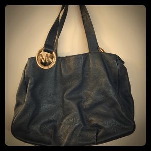 Navy blue leather Michael Kors Purse