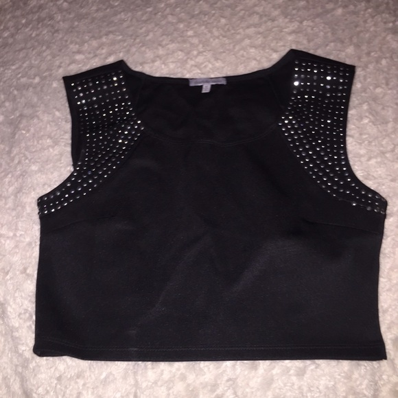 Charlotte Russe Black Studded Crop Top