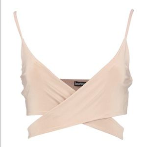 Nude wrap around top