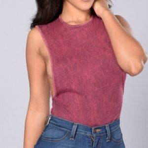 Red open side bodysuit