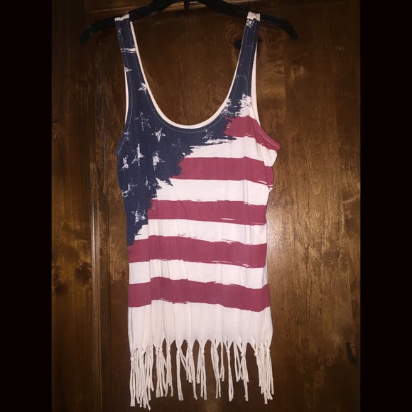 American flag fringe tank