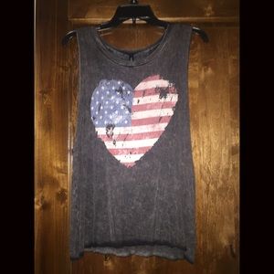 American flag loose fitting muscle shirt