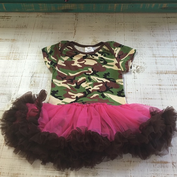 Boutique camo onesie with tutu