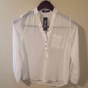 Kivense Sheer White Blouse.  Large- NWT