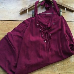 UO Lace Up Halter Dress