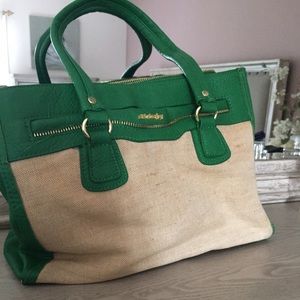 Green and linen bag