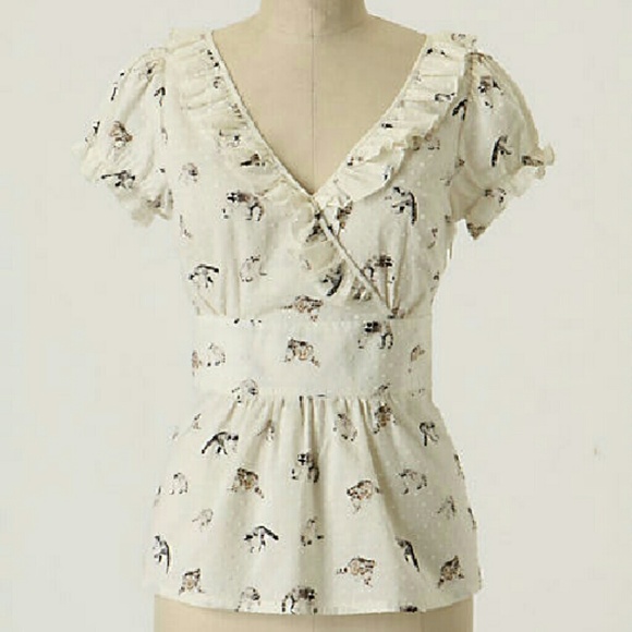 Anthropologie raccoon blouse