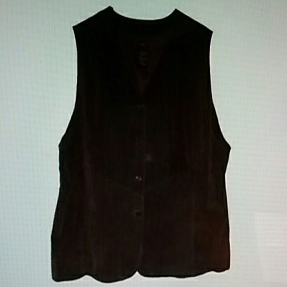 100% Suede chocolate color vest - Picture 1 of 3