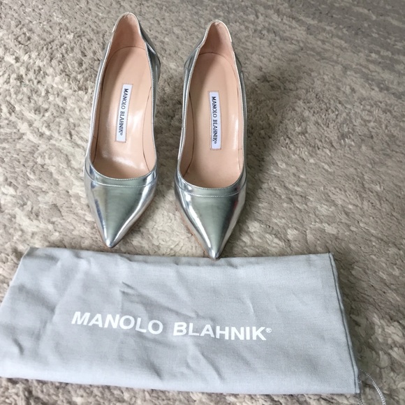 Silver Manolo Blahnik.