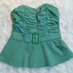 Peplum belted tube top