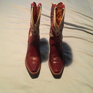 Frye Leather Lizard Inlay Boots size 6 Frye Leather Lizard Inlay Boots size 6