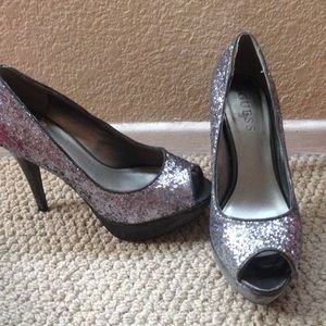 Silver and grey platforms