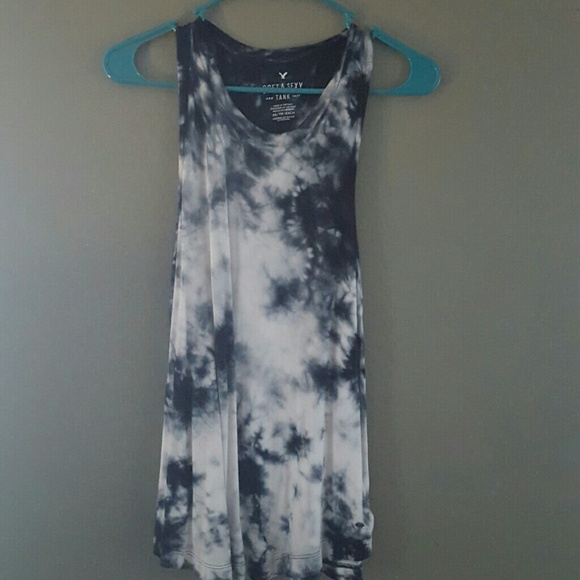 Navy and white tie-dyed swing tank