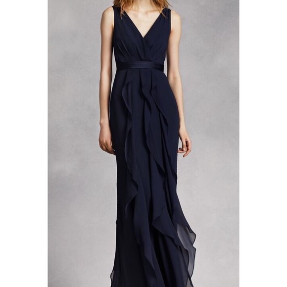 David's Bridal V-Neck Wrapped Dress