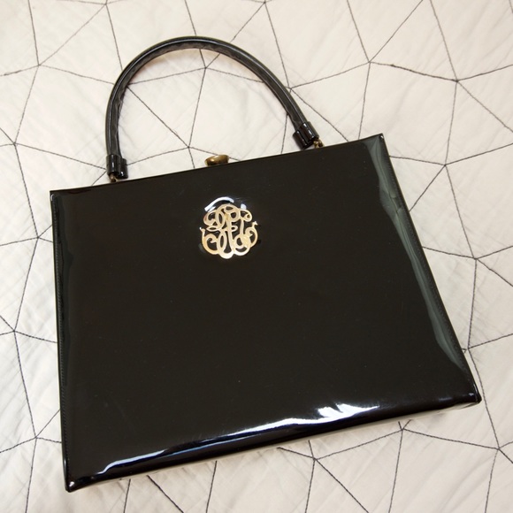 Vintage Handbags - Vintage 50s/60s Lewis Black Patent Leather Handbag