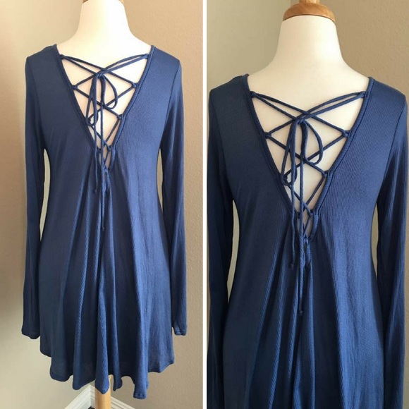 Cross Back Long Sleeve - Denim - Picture 4 of 4