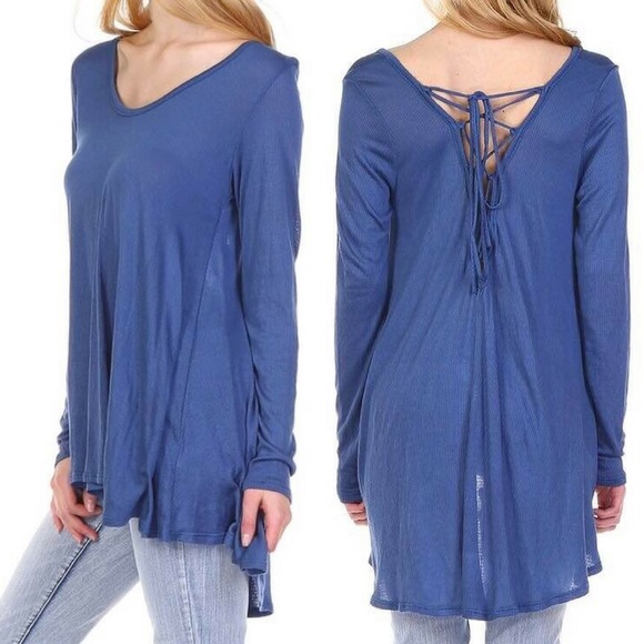 Cross Back Long Sleeve - Denim - Picture 2 of 4