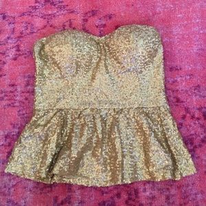 Gold sequin peplum top ✨