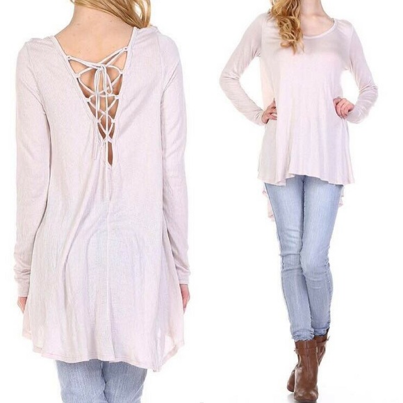 ‼️LAST ONE‼️Cross Back Long Sleeve - Beige - Picture 2 of 4