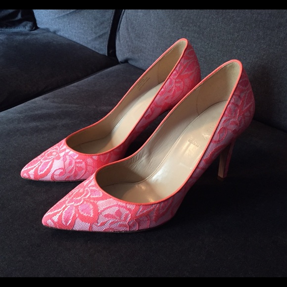 Used J.Crew neon pink lace heels size 10 - Picture 5 of 7