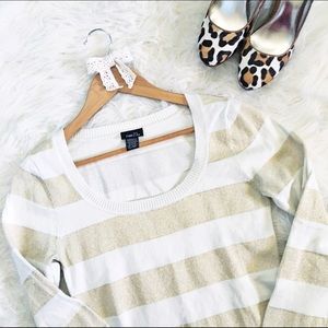 (rue 21) cream and gold stripe sweater