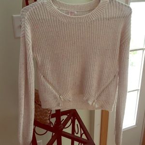 Cream Crop Sweater with zippers