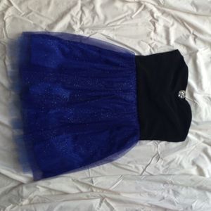 Black & blue sparkly strapless dress