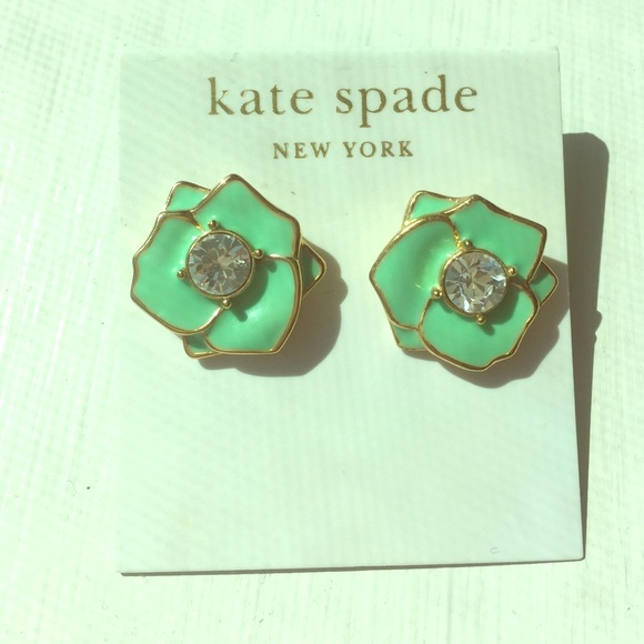 Kate Spade flower studs mint green enamel
