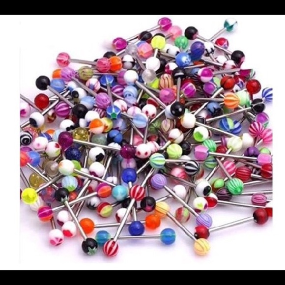 One set of 110 piece tongue rings