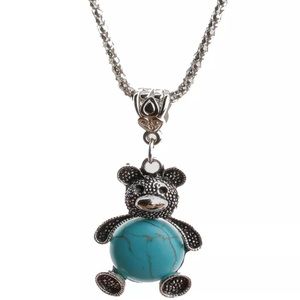 Turquoise Bear Necklace •