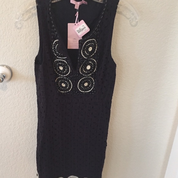Beaded navy eyelet Calypso Dress - Picture 1 of 3