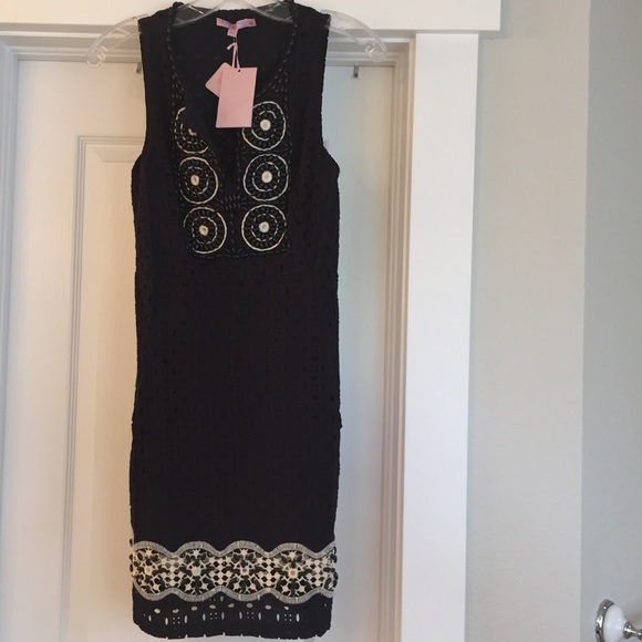 Beaded navy eyelet Calypso Dress - Picture 2 of 3