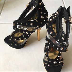 Alba Shoes - Alba Gold Rhinestone Platform Heels Alba Shoes - Alba Gold Rhinestone Platform Heels